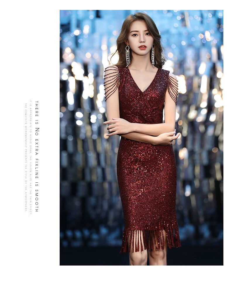 Đầm Dạ Hội Kim Sa Tay Hạt - HN922